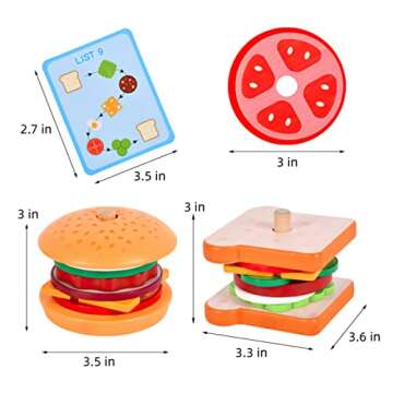 Wooden Burger Sandwich Stacking Toys for Kids Development