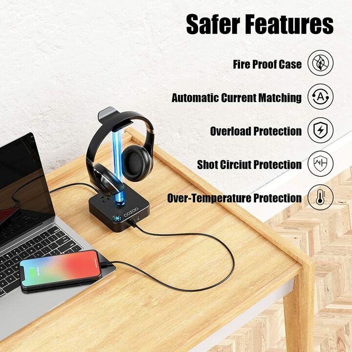 RGB Headphone Stand with USB Charger - COZOO