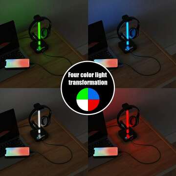 RGB Headphone Stand with USB Charger - COZOO