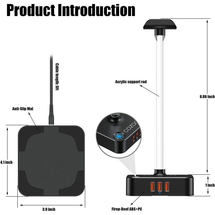 RGB Headphone Stand with USB Charger - COZOO