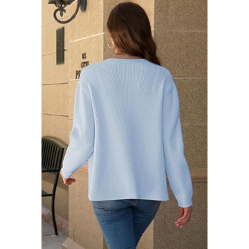 kipfall Women's Cardigan Sweaters Bow Button Down Cardigans Fall Fashion Clothes Knit Tie Open Front Coats SkyBlue