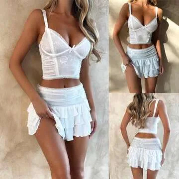 Trendy Women's Y2K 2 Piece Skirt Set for Stylish Nights