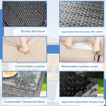 Shintenchi 5 Pieces Outdoor Patio Sectional Sofa Couch