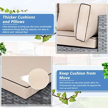 Shintenchi 5 Pieces Outdoor Patio Sectional Sofa Couch