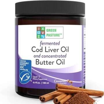 Green Pasture Fermented Cod Liver Oil & Concentrated Butter Oil - Cinnamon - Omega 3, 6, 9 - Vitamin...