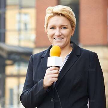 AUEAR, Square White Mic Flag Cube Shaped Microphone Logo DIY Custom for News Interview