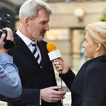 AUEAR, Square White Mic Flag Cube Shaped Microphone Logo DIY Custom for News Interview