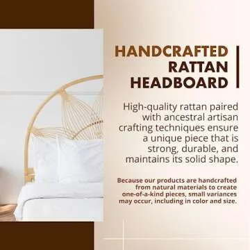 Kouboo Sunflower Rattan Full Headboard Bedroom Bedroom Furniture Headboard Full Size Tropical Decor Bohemian Decor Natural