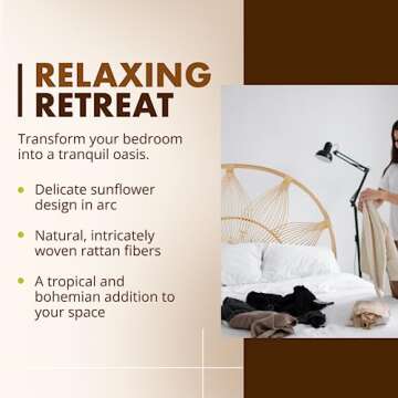 Kouboo Sunflower Rattan Full Headboard Bedroom Bedroom Furniture Headboard Full Size Tropical Decor Bohemian Decor Natural