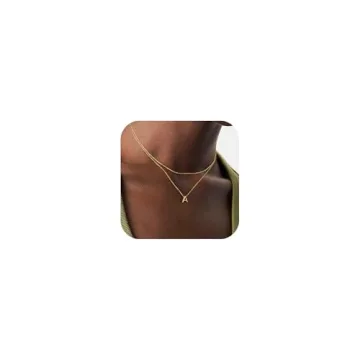 IEFWELL Initial Necklaces for Women - Gold Initial Necklace with Adjustable Lengths for Personalizat...