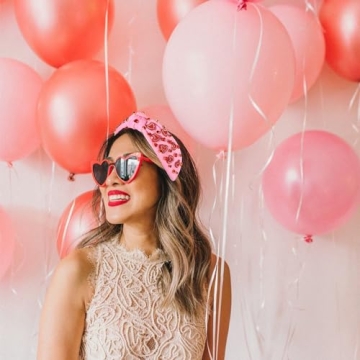 NVENF Hairband, Valentine's Day Headband for Women with Love Heart and Crystal, Red, Pink, Wide Top Knot Headband, Hair Accessories, Party Gifts