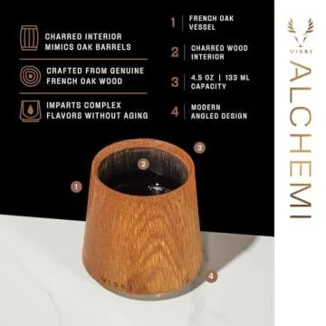 Alchemi by Viski Charred Oak Whiskey Taster, Whiskey Gifts for Whiskey Lovers, Mimics Barrel Aged Whiskey, Oak Whiskey Tumbler Set of 1