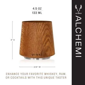 Alchemi by Viski Charred Oak Whiskey Taster, Whiskey Gifts for Whiskey Lovers, Mimics Barrel Aged Whiskey, Oak Whiskey Tumbler Set of 1