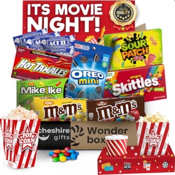 Movie Night Basket Gift Set with Candy Variety & Popcorn