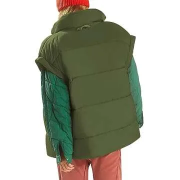 Miladusa Women's Outwear Vest - Stand Collar Lightweight Oversized Zip Bubble Puffer Vest for Women