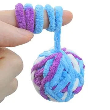 Andiker 5 Packs Cat Toys Balls with Bell and String, Kitten Toys Yarn Balls for Indoor Cats Interactive Playing (5 piecs)
