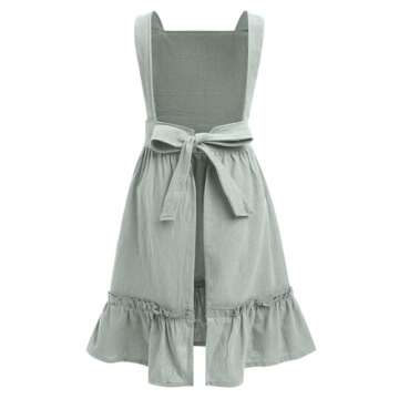 ODIZLI Womens Baking Apron Cute Dress for Women Frill Cross Back Cotton Linen Japanese Apron With Po...