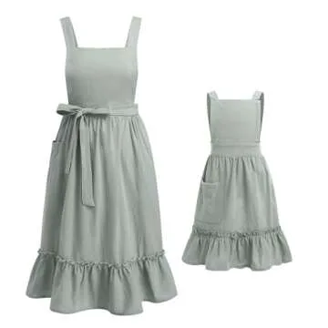 ODIZLI Womens Baking Apron Cute Frill Design with Pockets