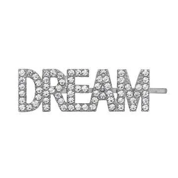 Lux Accessories Silvertone DREAM HOPE LOVE Crystal Rhinestones Fashion Clips