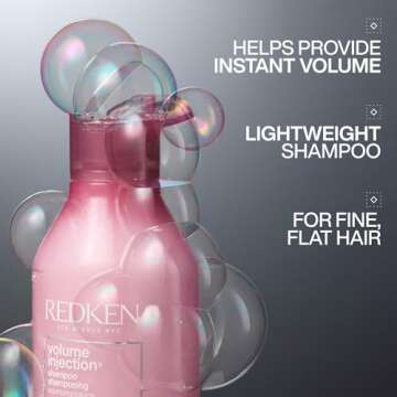 Redken Volume Injection Shampoo | Adds Lift and Body | For Fine Hair | Paraben Free | 33.8 fl. Oz