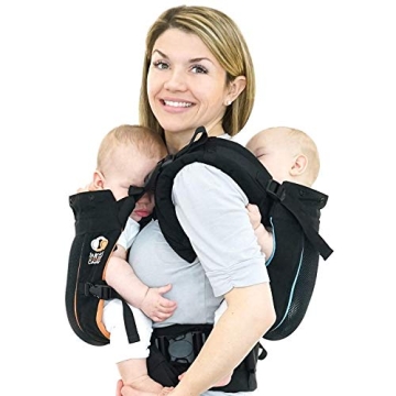 TwinGo Air Model Carrier - Classic Black - Adjustable Tandem Baby Carrier for Twins