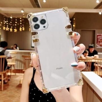 Stylish iPhone 12 Pro Max Clear Case with Gold Corners