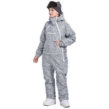 BUMDEEP Womens One Pieces Ski Suits Jumpsuits Snowsuits Snowboard Jackets Waterproof(Black+White,M)