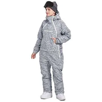 BUMDEEP Womens One Pieces Ski Suits Jumpsuits Snowsuits Snowboard Jackets Waterproof(Black+White,M)