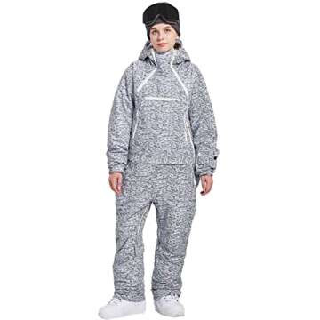 BUMDEEP Womens One Pieces Ski Suits Jumpsuits Snowsuits Snowboard Jackets Waterproof(Black+White,M)