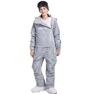 BUMDEEP Womens One Pieces Ski Suits Jumpsuits Snowsuits Snowboard Jackets Waterproof(Black+White,M)