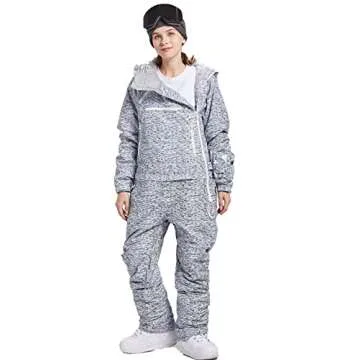BUMDEEP Womens One Pieces Ski Suits Jumpsuits Snowsuits Snowboard Jackets Waterproof(Black+White,M)