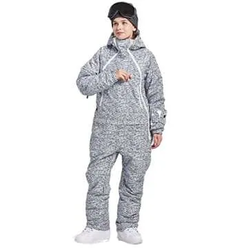 BUMDEEP Womens One Pieces Ski Suits Jumpsuits Snowsuits Snowboard Jackets Waterproof(Black+White,M)