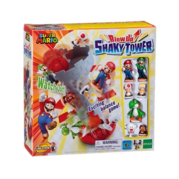 Epoch Games Super Mario Blow Up! Shaky Tower Balancing Game - Family Fun for Ages 4+