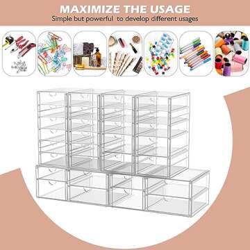 22 Drawer Desk Organizer Set for Home & Office Storage