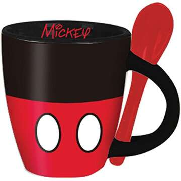 Disney Mickey Signature Shorts Espresso Cup with Spoon - Perfect Gift for Coffee Lovers