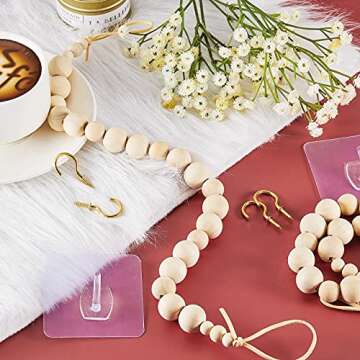Wood Bead Curtain Tiebacks Bead Curtain Holdbacks Curtain Tie Boho Curtain Tiebacks with Wooden Beads for Festival Home Party Decor (Wood Color,2 Pieces)