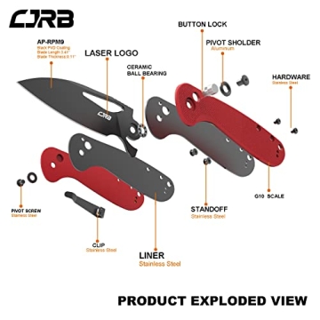 CJRB LAGO Pocket Knife with AR-RPM9 Blade & G10 Handle