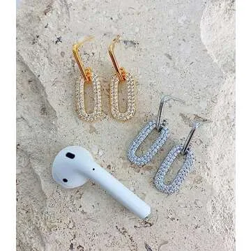 OZEL Paperclip Earrings with Cubic Zirconia for Women