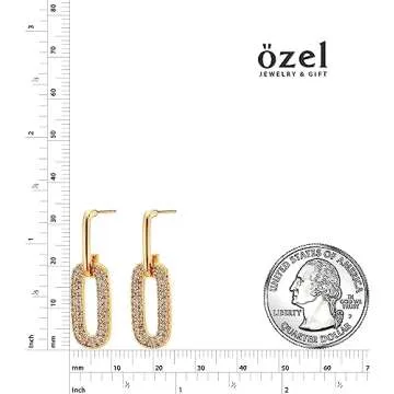 OZEL Paperclip Earrings with Cubic Zirconia for Women