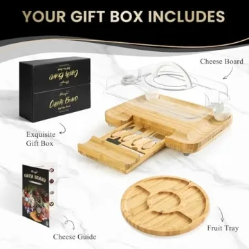 KHINYA Charcuterie Board Set - Versatile Cheese Board with Lid