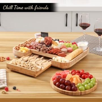KHINYA Charcuterie Board Set - Versatile Cheese Board with Lid