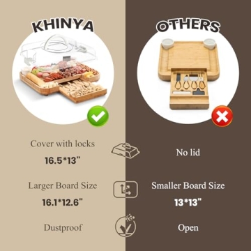 KHINYA Charcuterie Board Set - Versatile Cheese Board with Lid