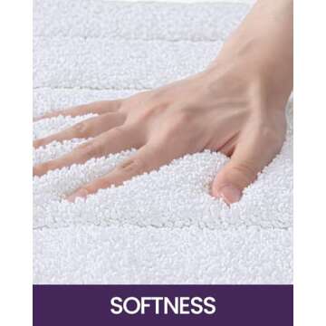 DEXI Bathroom Rug Mat 24x16, Non Slip Washable Soft Absorbent Mats, Rubber Backing Quick Dry Microfiber Rugs for Shower Floor, Bath Accessories Decor, White
