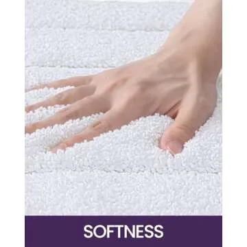 DEXI Bathroom Rug Mat 24x16, Non Slip Washable Soft Absorbent Mats, Rubber Backing Quick Dry Microfiber Rugs for Shower Floor, Bath Accessories Decor, White