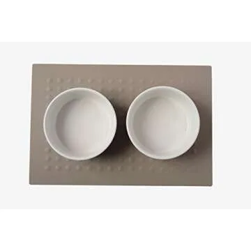 Waggo Dipper Ceramic Dog Bowl for Small and Large Breeds - Heavyweight and Durable Pet Food and Water Dish Crock, Dishwasher Safe, Modern (Vintage Grey, Small)