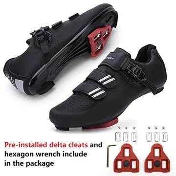 Mens Womens Cycling Shoes Compatible with Pelaton Bike Shoes Road Bike Shoes Riding Pre-Installed wi...