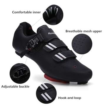 Mens Womens Cycling Shoes Compatible with Pelaton Bike Shoes Road Bike Shoes Riding Pre-Installed with Delta Cleats Clip Indoor Outdoor Pedal Size4.5 Black