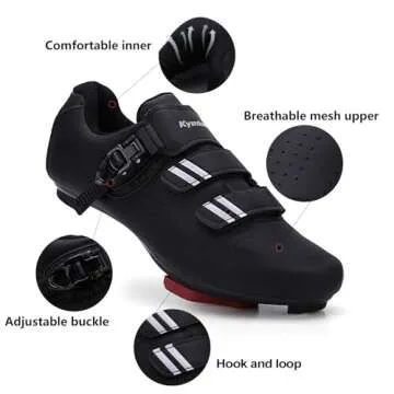 Mens Womens Cycling Shoes Compatible with Pelaton Bike Shoes Road Bike Shoes Riding Pre-Installed with Delta Cleats Clip Indoor Outdoor Pedal Size4.5 Black