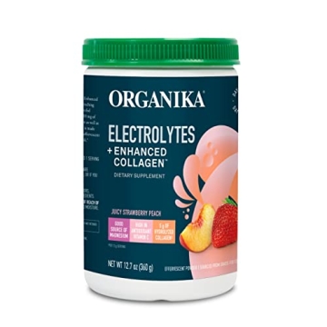Organika Electrolytes + Enhanced Collagen - Strawberry Peach Flavor - Delicious Sugar-Free Hydration