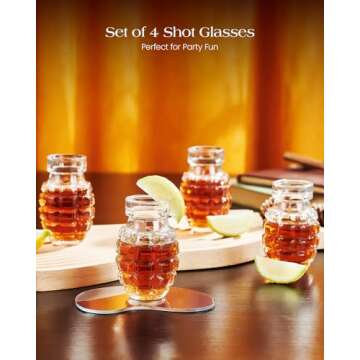 Kollea Grenade Shaped Shot Glass Set, Shot Cups with Heavy Base for Whiskey, Tequila, Vodka, Liquors...